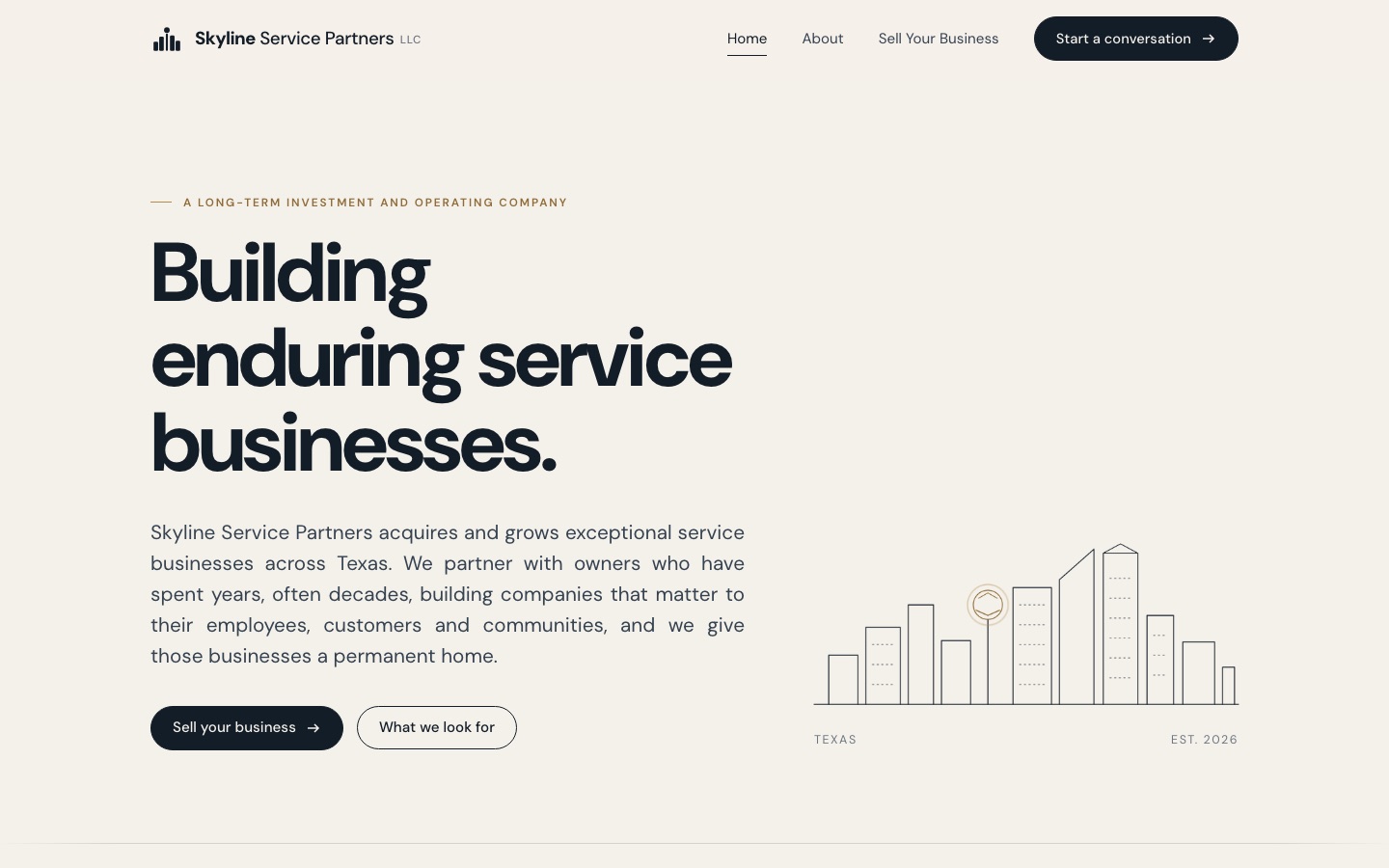 skylineservicepartners.com on a desktop screen